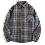 Autumn Cotton Men's Plaid Shirt Tops Couple New American Vintage Hip Hop Loose Oversize Long Sleeve Woolen Shirts Coats
