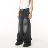 Fashion Men New Baggy Jeans Male Casual High Waist Straight Wide Leg Denim Trousers High Street Solid Color Comfortable Pants
