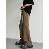 Men Casual Solid Pants Straight Drawstring Thin Breathable Advanced Fashion Shopper Chic Korean Style High Street Comfortable