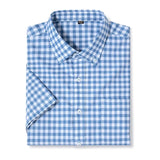 Brand Summer Shirts Men Oxford Short Sleeves Business Turn-down Collar Shirts Man Casual Plaid Camisas Man