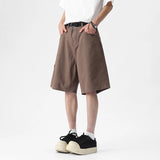 Summer Back Ribbon Design Casual Shorts Simple Loose Fit Male Solid Color New Fashion Men's Bottoms 2025 Pants