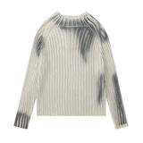 High Street Paint Graffiti Old Slim Fit Knitted T-shirt Ins Lazy Style Knitted Sweater New Fashion Tops Pullover