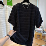 Light Luxury High-end Niche Texture T-shirt Men's Summer Handsome Short-sleeved Loose Fashionable Casual Bubble Yarn Top Chic
