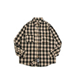 Shirts Men Chic Retro Loose Plaid Handsome Streetwear Japanese Style Pockets Fashion Turn-down Collar Couple Casual Students New