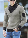 New Pullover American Men's Scarf Collar Sweater Knitted Sweater Long Sleeved Knitwear Men Women Spliced Sweater Jacket