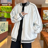 New Men's Casual Jacket Coat Embroidery Letter Logo Striped Patchwork College Baseball Jackets Zipper Outerwear Male Clothes