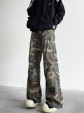 2024 Cyber Y2K Fashion Camouflage Baggy Jeans Cargo Flare Pants For Men Clothes Straight Casual Long Trousers Pantalones Hombre