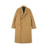 Korean Style Men's Windbreakers Solid Color Thickened Woolen Single Breasted Male Loose Trench New Men Wear Tide