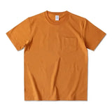 265g Thick Retro Cotton Heavy T-shirts Seamless Round Neck Pocket Short-sleeved Tshirts Men Tops Tee Breathable Skin-friendly
