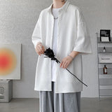 Spring Summer Loose Jacquard Shirt Mens Short Sleeve Lapel Casual Tops Korean Style Fashion Clothing For Men Streetwear 5XL-M