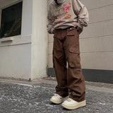 Cargo Pants Men Multi Pockets Chic Solid All-match Fashion Comfortable Functional Techwear Outer European Baggy Mopping Trousers