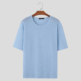 Men T Shirt Striped Short Sleeve Transparent Summer Casual Camisetas Streetwear Fashion Leisure Camisetas S-5XL