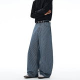 Autumn New Striped Jeans Men's Retro Wash Loose Wide-leg Denim Pants American High Street Fashion Cotton Casual Trousers
