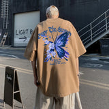 Men's T-shirts Oversized 5XL Casual Summer Wear Black Cotton Men Tshirt Butterfly Print Tee Shirts Fashion for Men New Clothes