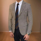 Check Suit Jacket for Men Wedding Tuxedo Houndstooth Blazer 1 Pc American Style Notch Style Check Plaid Fashion Suit