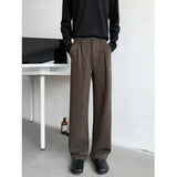 Brown Black Suit Pants Men Fashion Society Mens Dress Pants Korean Loose Straight Casual Pants Mens Office Formal Trousers M-2XL