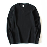 315g Fitness Sports Waffle T-Shirt Men Cotton Knitted Muscle Slim Fit Pullover Tops Leisure Round Neckline Long Sleeve Jumpers