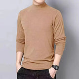 M-5XL Long Sleeve T-shirts Men Solid All-match Fashion Classic Leisure Cozy Slim Simple O-neck Middle Aged Autumn Stylish Chic