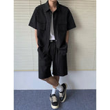 Summer Set Men Fashion Shorts Short Sleeved Shirt Set Men Streetwear Korean Loose Casual Sets Mens Clothing Large Size 5XL