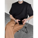 Summer T Shirt Men Fashion Black White Casual Short Sleeved T-shirt Men Streetwear Korean Loose Shoulder Pad T Shirt Mens Top