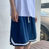 Board Shorts Men Summer Loose Straight Joggers Knee-length Casual Striped Design All-match Daily Cool Thin Japanese Male Basic