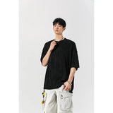 Round Neck Ice Silk Pleated T-Shirt Men's Quick Drying Breathable Casual T Shirt Leisure Sport T-shirt Men Plus Size 8XL-M