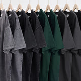 Old Fashion Brand Shoulder Drop Short Sleeve Men's Summer Heavyweight Washed T-shirt Round Neck Loose Versatile Top