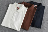 Simple Cartoon Embroidery Polo Shirt Large Size American Retro Casual Lapel Half Button Shirt Summer Youth Short-sleeved Top