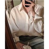 Korean Version Solid Color Elastic Fashionable Top Men Solid Color Free Long-sleeved Shirt for Autumn New High-end Trendy Shirt