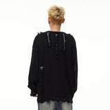 Autumn and Winter Trendy Personalized Hip Hop Round Neck Sweater American Couple Loose Retro Casual Knitted Harajuku Top y2k