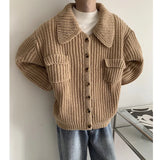 Winter Thick Cardigan Sweater Men Warm Fashion Short Sweater Coat Men Korean Loose Lapel Sweater Cardigan Mens Jumper Clothes