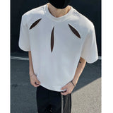 Summer Hollow Mesh T Shirt Men Short Sleeve Patchwork Casual Men Clothing Streetwear 2025 Fashion Camisetas Gray/Black/White