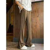 Brown Black Baggy Suit Pants Men Fashion Social Mens Dress Pants Korean Loose Straight Flared Pants Mens Office Formal Trousers