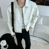 American Street High-end Coat Trendy Leather Jacket Korean Elegant 2025 Spring Men's New PU Lapel Slim Loose Jacket Aesthetic
