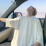 Men's Striped T shirts Cotton Solid 4XL Mens Summer Wear Oversized T-Shirt Casual Tee Shirts Fashion Male Clothes Big Size