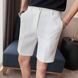 Men's Summer Slim-fit Suit Shorts Light Luxury Stylish Popular Clothes Leisure Streetwear Korean Style Waffle Plaid Half-pants