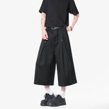 Summer Suit Pants Men Fashion Society Mens Black Dress Pants Korean Loose Wide Leg Pants Mens Office Formal Cropped Trousers