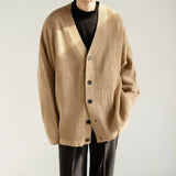 Knitted Cardigan Autumn Single Breasted Baggy Casual Cozy Soft Windbreaker Harajuku Slouchy Retro Japanese Style Pure Color Chic