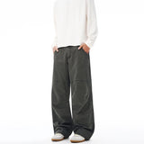 100% Cotton Autumn Men's Loose Trousers Oversized Fashion Spliced Hip Hop Streetwear Wide Legs Baggy Cargo Trousers