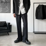 Pants Men Trousers Casual Autumn New Arrival Front-slit Fashion Straight High Street Office Clothes Simple Business Harajuku