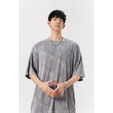 Round Neck Ice Silk Pleated T-Shirt Men's Quick Drying Breathable Casual T Shirt Leisure Sport T-shirt Men Plus Size 8XL-M