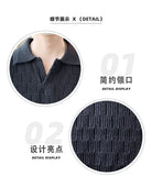 Korean Style Men's Polo Sweater Light Luxury Textured V-neck Knit Long Sleeve Pullover Autumn Casaul Trendy Male Clothing M-3XL