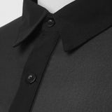 Men's Clothing Mesh See Through Mesh Sexy Long Sleeve Shirt Solid Color Button-down Vintage Streetwear Retro Party Tops S-XL