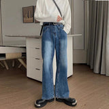New Korean Cleanfit Male Jeans Luxury Naples High Waist Wide Legs Denim Pants Fashion Solid Color Retro Premium Elegant Trousers