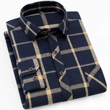100% Cotton Flannel Men's Plaid Shirt Slim Fit Spring Autumn Male Brand Casual Long Sleeved Shirts Soft Comfortable 4XL