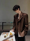 American Leather Jacket Retro Outfit Handsome High-end Men's Niche Shoulder Pad Suit Black PU Leather Jacket Chic Streetwear