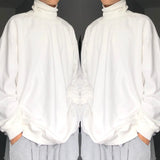 Turtle Neck Long Sleeve T-shirts Men Plus Velvet Warm Basic Solid Korean Style Loose CouplesTops Mens Clothes Streetwear Ins