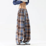 Autumn Thick Casual Pants Men Warm Fashion Retro Plaid Pants Men Streetwear Loose Wide Leg Pants Mens Vintage Trousers M-3XL