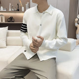 Japanese Retro Men's Cardigan Coats Light Luxury Knitted Lapel Long Sleeve Sweater Jacket Leisure Premium Quality Knitwear M-3XL