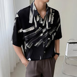 Slim Fit Printed Shirt Men Comfortable Trendy Fashion Youth Casual Stylish Top 2025 New Hot Sale Modern Print Shirt short sleeve